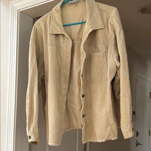 Tan Corduroy Button-Up Shirt